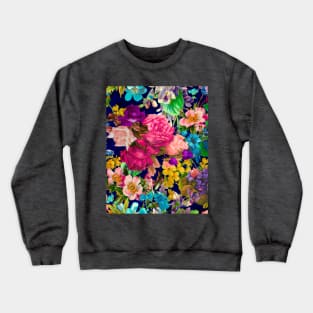 Elegant Vintage floral pattern heaven, shabby chic, plants pattern, botanical illustration, black vintage floral Crewneck Sweatshirt